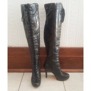 Nine West over the knee laced up leather boots